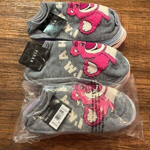 Pixar Socks 6Pk of Disney Pixar No-Show Character Like Lotso from Toy Story.